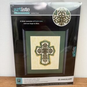 Zweigart Artiste Counted Cross Stitch Layered Cross Religious God's Love Kit NEW